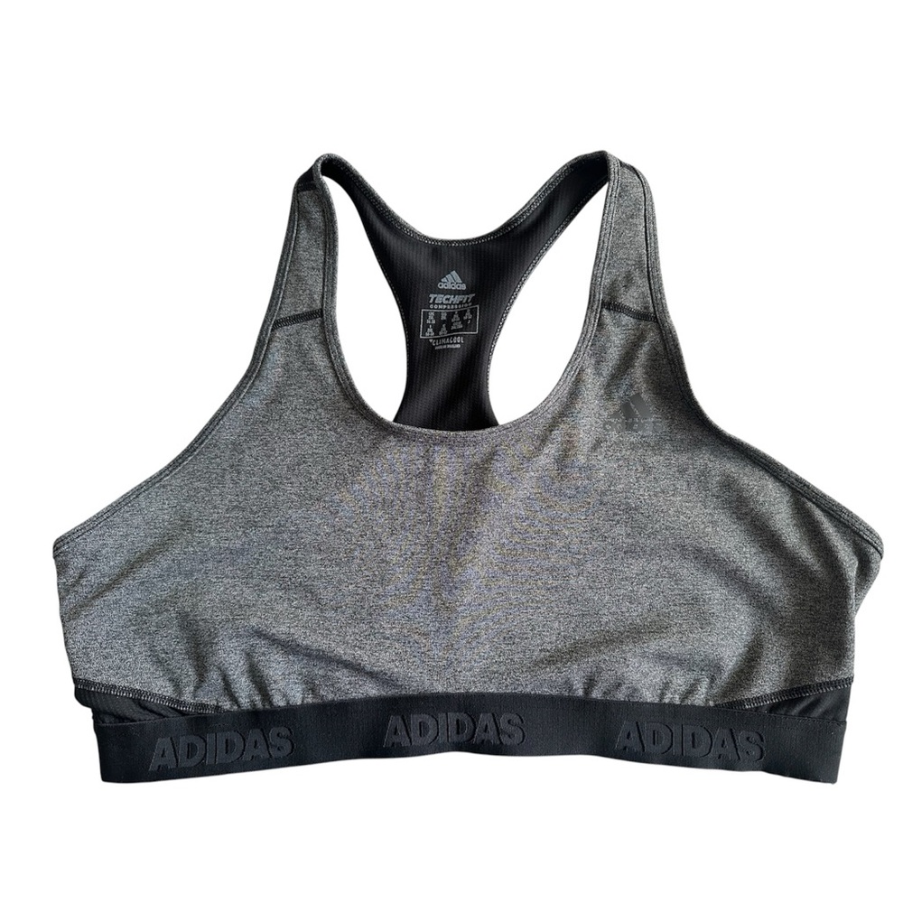 Adidas Women's Grey And Black Sports Bra Alphaskin